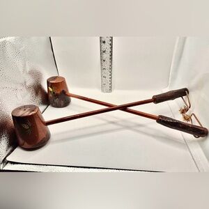 Fun Retro Wood Salt & Pepper Shakers Gavel - Mallet Style Long Handles Pinecones